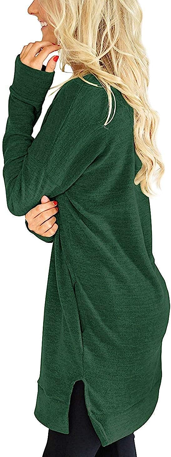 LERUCCI Womens Casual Long Sleeves Solid V-Neck Tunics Shirt Tops with Pockets - Image 3